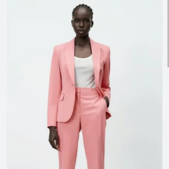 NWT ZARA Blazer Blush Pink Salmon Pink Single Button Closure Women's Size 4 - Picture 2 of 8